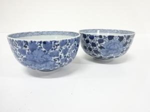 古伊万里　染付　牡丹唐草　鉢　2客